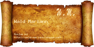 Wald Mariann névjegykártya